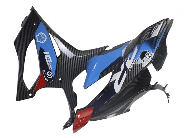 Carenagens Moto BMW S1000RR 2023-2024 - Azul Vermelho Fibra de Carbono