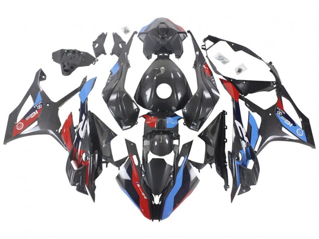 Carenagens Moto BMW S1000RR 2023-2024 - Azul Vermelho Fibra de Carbono