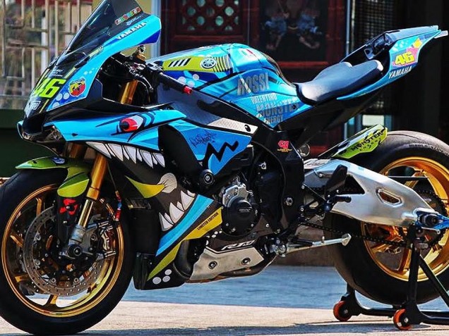 Carenagens Moto Yamaha YZF R1 2015-2019 - Azul Amarelo Tubarão