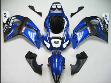 Carenagens Moto Yamaha YZF 600 R6 1998-2002 - Azul Branco Preto Fosco