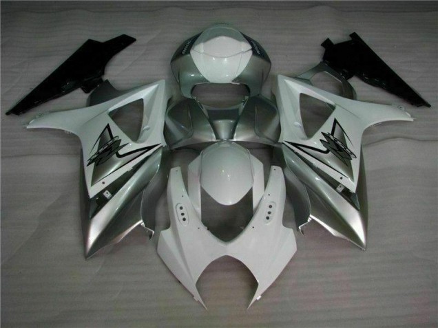 Prata Branco Carenagem Suzuki GSXR 1000 K7 2007-2008 Prata Branco Carenagem Suzuki GSXR 1000 K7 2007-2008