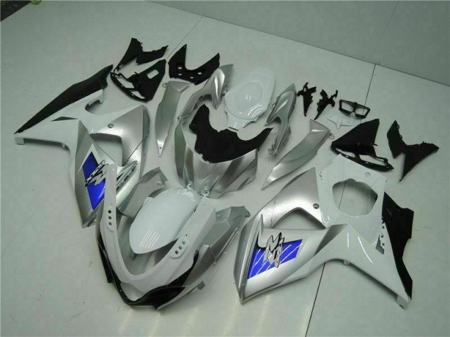 Prata Branco Carenagem Suzuki GSXR 1000 K9 2009-2016 Prata Branco Carenagem Suzuki GSXR 1000 K9 2009-2016