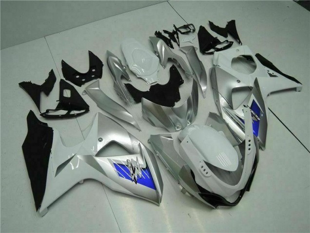 Prata Branco Carenagem Suzuki GSXR 1000 K9 2009-2016 Prata Branco Carenagem Suzuki GSXR 1000 K9 2009-2016