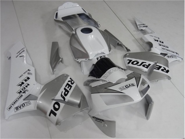 Prata Branco Preto Repsol Carenagem Honda CBR 600RR 2003-2004 Prata Branco Preto Repsol Carenagem Honda CBR 600RR 2003-2004