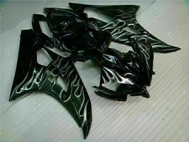 Prata Chama Preto Carenagem Yamaha R6 2006-2007 Prata Chama Preto Carenagem Yamaha R6 2006-2007