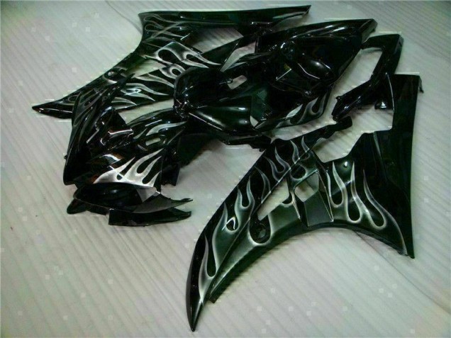 Prata Chama Preto Carenagem Yamaha R6 2006-2007 Prata Chama Preto Carenagem Yamaha R6 2006-2007
