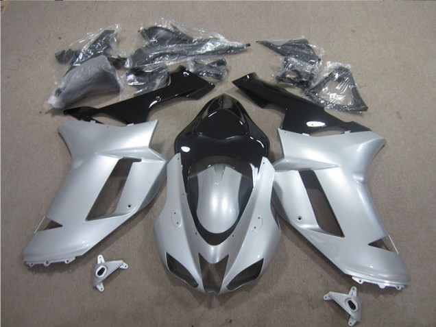 Prata Preto Carenagem Kawasaki ZX6R 2007-2008 Prata Preto Carenagem Kawasaki ZX6R 2007-2008