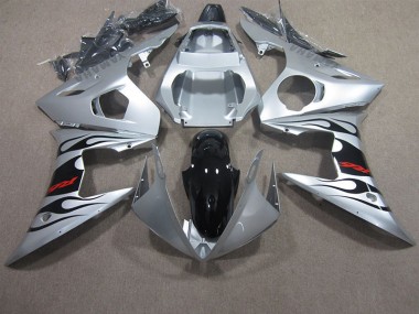 Prata Preto Vermelho Decalque Carenagem Yamaha R6 2003-2005