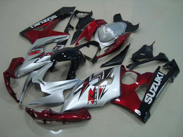 Prata Vermelho Carenagem Suzuki GSXR 1000 K5 2005-2006 Prata Vermelho Carenagem Suzuki GSXR 1000 K5 2005-2006