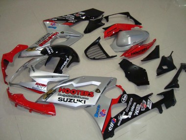 Prata & Vermelho Carenagem Suzuki GSXR 1000 K5 2005-2006