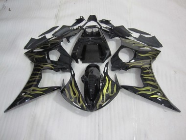 Preto & Amarelo Chama Carenagem Yamaha R6 2003-2005