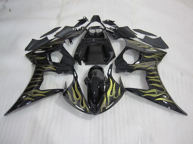 Preto & Amarelo Chama Carenagem Yamaha R6 2003-2005 Preto & Amarelo Chama Carenagem Yamaha R6 2003-2005