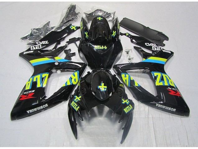 Preto Amarelo Rizla Carenagem Suzuki GSXR 600 K6 2006-2007 Preto Amarelo Rizla Carenagem Suzuki GSXR 600 K6 2006-2007