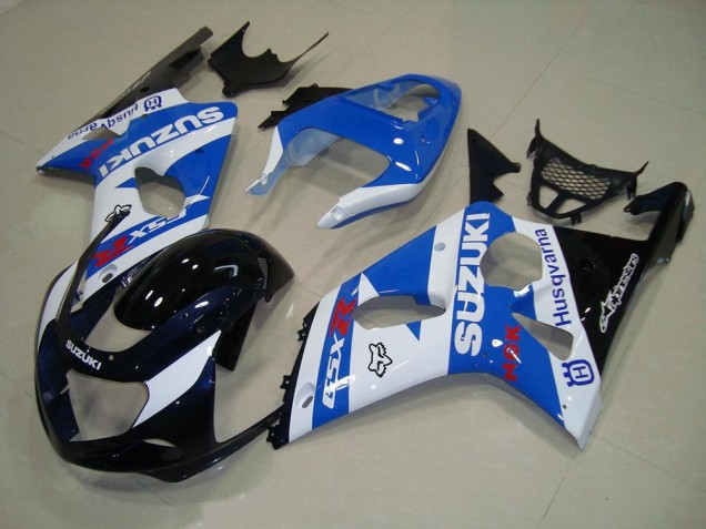 Preto Azul Branco Carenagem Suzuki GSXR 1000 K1 2000-2002 Preto Azul Branco Carenagem Suzuki GSXR 1000 K1 2000-2002