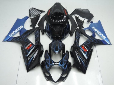 Preto Azul Chama Carenagem Suzuki GSXR 1000 K7 2007-2008