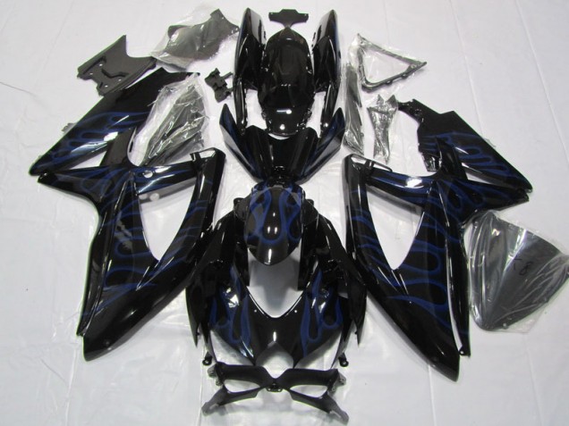 Preto Azul Chama Carenagem Suzuki GSXR 600 K8 2008-2010 Preto Azul Chama Carenagem Suzuki GSXR 600 K8 2008-2010