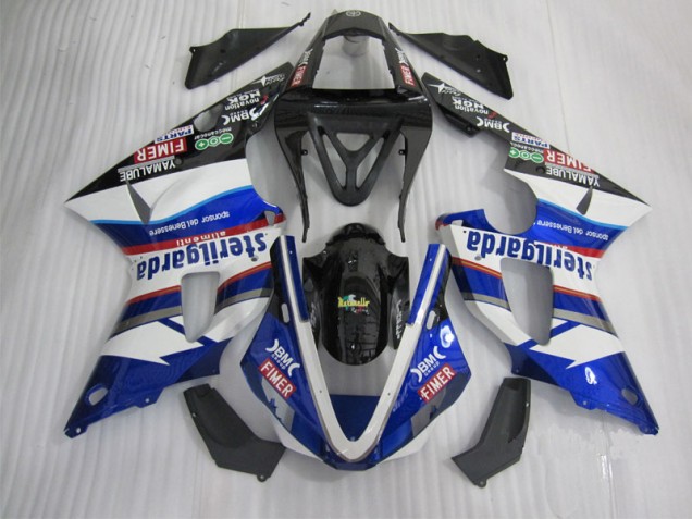 Preto Branco Azul Santander Carenagem Yamaha R1 2000-2001 Preto Branco Azul Santander Carenagem Yamaha R1 2000-2001