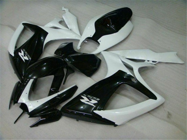 Preto Branco Carenagem Suzuki GSXR 600 / 750 K6 2006-2007 Preto Branco Carenagem Suzuki GSXR 600 / 750 K6 2006-2007