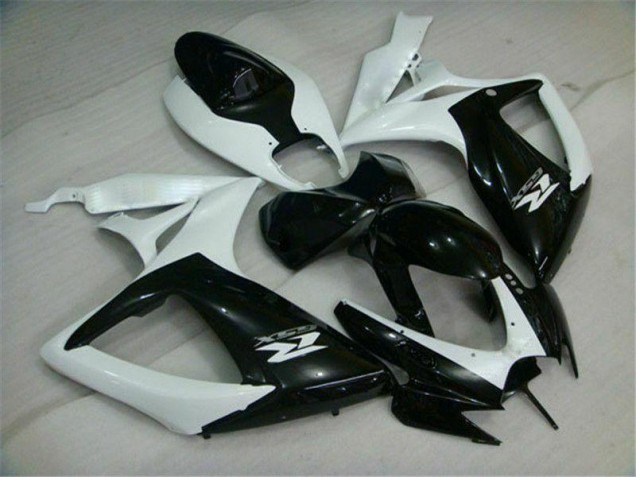 Preto Branco Carenagem Suzuki GSXR 600 / 750 K6 2006-2007 Preto Branco Carenagem Suzuki GSXR 600 / 750 K6 2006-2007