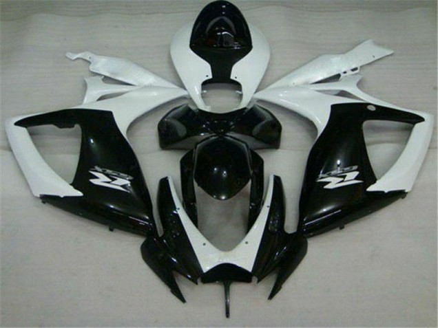 Preto Branco Carenagem Suzuki GSXR 600 / 750 K6 2006-2007 Preto Branco Carenagem Suzuki GSXR 600 / 750 K6 2006-2007