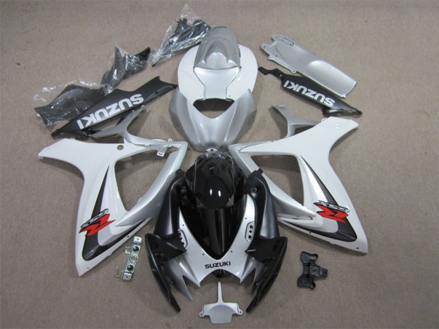Preto Branco Carenagem Suzuki GSXR 600 K6 2006-2007 Preto Branco Carenagem Suzuki GSXR 600 K6 2006-2007