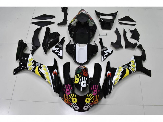 Preto Branco Carenagem Yamaha R1 2015-2019 Preto Branco Carenagem Yamaha R1 2015-2019