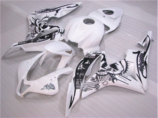Preto Branco Carroçaria Honda CBR 600RR 2007-2008 Preto Branco Carroçaria Honda CBR 600RR 2007-2008