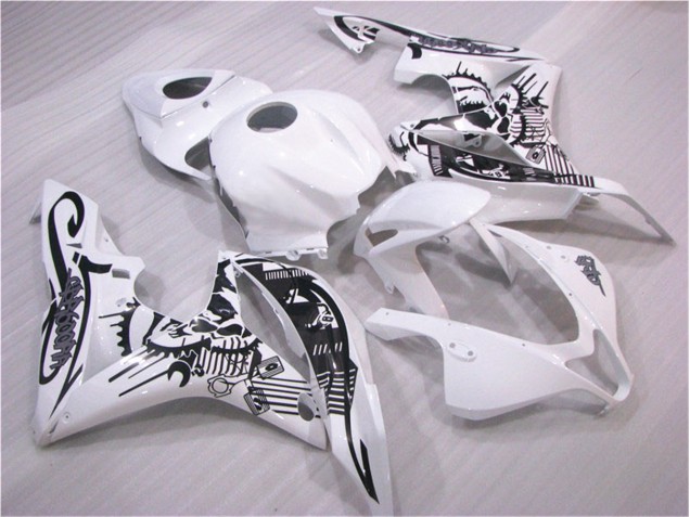 Preto Branco Carroçaria Honda CBR 600RR 2007-2008 Preto Branco Carroçaria Honda CBR 600RR 2007-2008