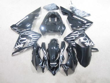 Preto Branco Chama Carenagem Kawasaki ZX10R 2003-2005