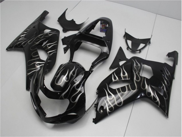 Preto Branco Chama Carenagem Suzuki GSXR 600 / 750 K1 K2 K3 2001-2003 Preto Branco Chama Carenagem Suzuki GSXR 600 / 750 K1 K2 K3 2001-2003