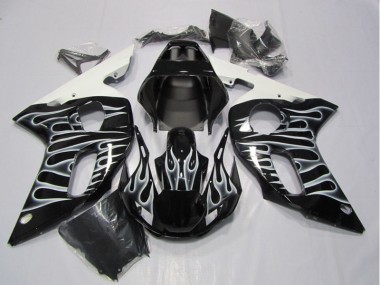 Preto Branco Chama Carenagem Yamaha R6 1998-2002
