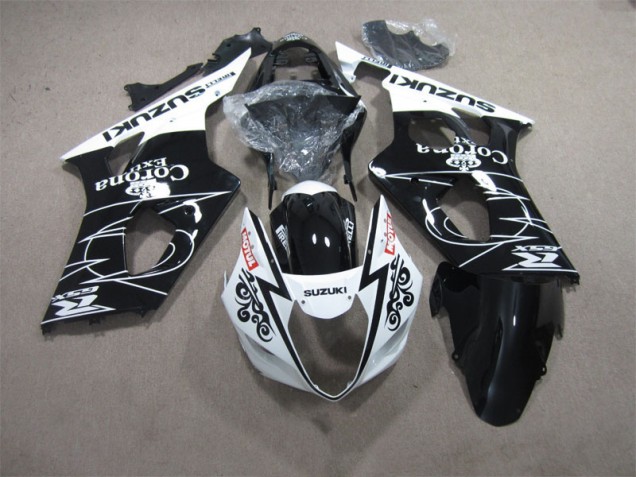 Preto Branco Corona Extra Motul Carenagem Suzuki GSXR 1000 K3 2003-2004 Preto Branco Corona Extra Motul Carenagem Suzuki GSXR 1000 K3 2003-2004