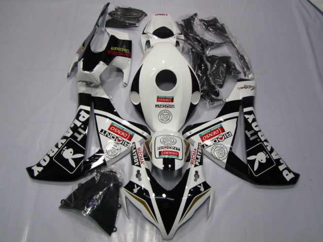 Preto Branco Denso Playboy Carenagem Honda CBR 1000RR 2008-2011 Preto Branco Denso Playboy Carenagem Honda CBR 1000RR 2008-2011