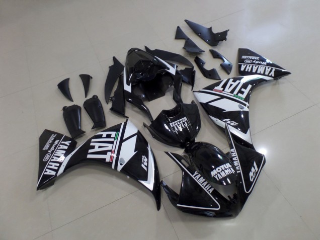 Preto Branco Fiat Plástico Yamaha R1 2009-2011 Preto Branco Fiat Plástico Yamaha R1 2009-2011