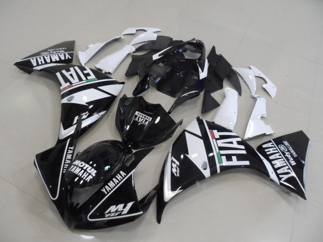 Preto Branco Fiat Plásticos Yamaha R1 2009-2011 Preto Branco Fiat Plásticos Yamaha R1 2009-2011