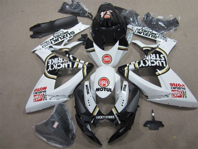 Preto Branco Lucky Strike Motul Carenagem Suzuki GSXR 600 K6 2006-2007 Preto Branco Lucky Strike Motul Carenagem Suzuki GSXR 600 K6 2006-2007