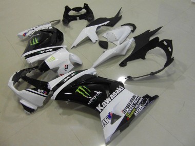 Preto Branco Monster Abs Kits Carenagem Kawasaki ZX 250R 2008-2012