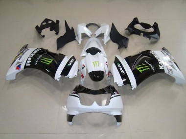 Preto Branco Monster Abs Kits Completos Carenagem Kawasaki ZX 250R 2008-2012