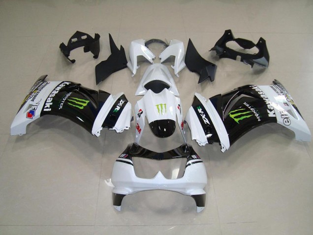 Preto Branco Monster Abs Kits Completos Carenagem Kawasaki ZX 250R 2008-2012
