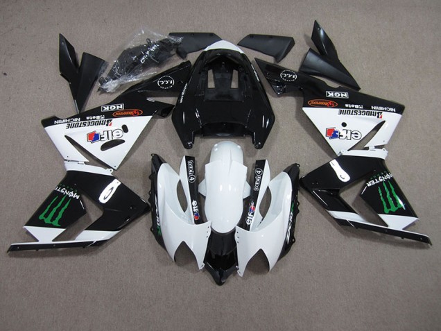 Preto Branco Monster Carenagem Kawasaki ZX10R 2003-2005 Preto Branco Monster Carenagem Kawasaki ZX10R 2003-2005