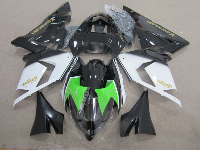 Preto Branco Ouro Ninja Carenagem Kawasaki ZX10R 2003-2005 Preto Branco Ouro Ninja Carenagem Kawasaki ZX10R 2003-2005