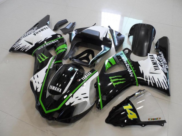 Preto Branco Verde Monster Kits Carenagem Yamaha R1 2000-2001 Preto Branco Verde Monster Kits Carenagem Yamaha R1 2000-2001