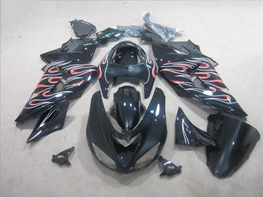 Preto Branco Vermelho Chama Carenagem Kawasaki ZX10R 2006-2007