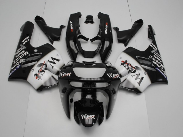 Preto Branco West Carenagem Kawasaki ZX9R 1994-1997 Preto Branco West Carenagem Kawasaki ZX9R 1994-1997
