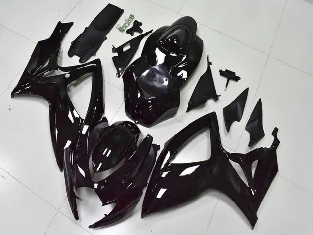 Preto Brilhante Carenagem Suzuki GSXR 600 / 750 K6 2006-2007 Preto Brilhante Carenagem Suzuki GSXR 600 / 750 K6 2006-2007