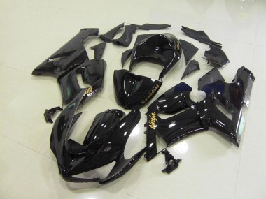 Preto Brilhante Ouro Decalques Carenagem Kawasaki ZX6R 2005-2006