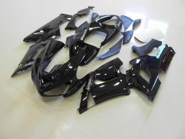 Preto Brilhante Prata Decalques Carenagem Kawasaki ZX6R 2005-2006