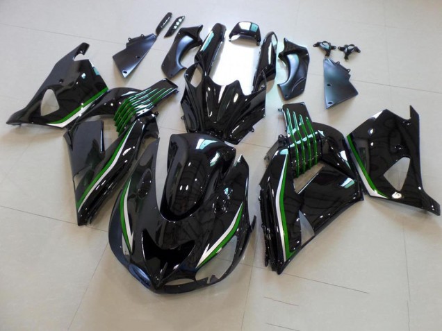 Preto Brilhante & Verde Line Carenagem Kawasaki ZX14R ZZR 1400 2006-2011 Preto Brilhante & Verde Line Carenagem Kawasaki ZX14R ZZR 1400 2006-2011