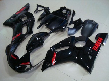 Preto Brilhante Vermelho Decalques Kit Carenagem Yamaha R6 1998-2002