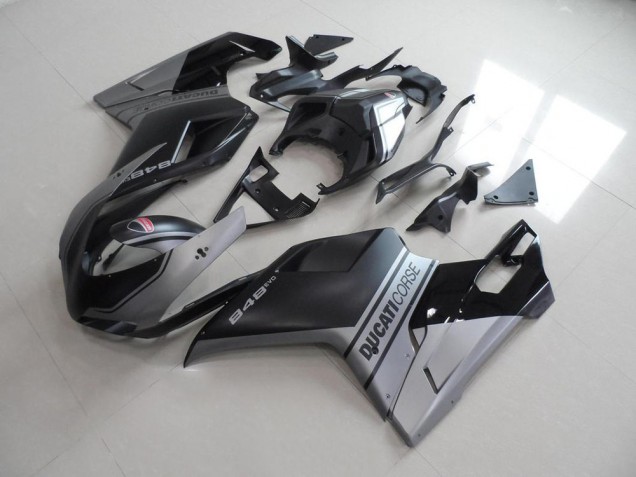 Preto Fosco Prata Estilo OEM Carenagem Ducati 848 1098 1198 2007-2014 Preto Fosco Prata Estilo OEM Carenagem Ducati 848 1098 1198 2007-2014